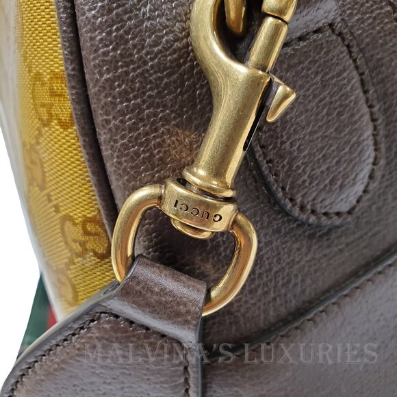 GUCCI BAG 702422 ADIDAS X GG LOGO CRYSTAL DUFFEL w WEB STRAP - Picture 9 of 16